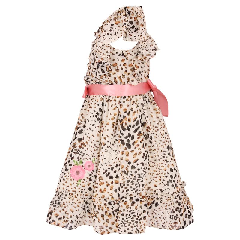 Image of Cutecumber Girls Georgette Floral Printed Fit & Flared Red Frock Dress For Baby Girls & Kidsware, Stylish Gift Dress for Special Occassion, Birthday & Party Outfit Age 1-15 Years