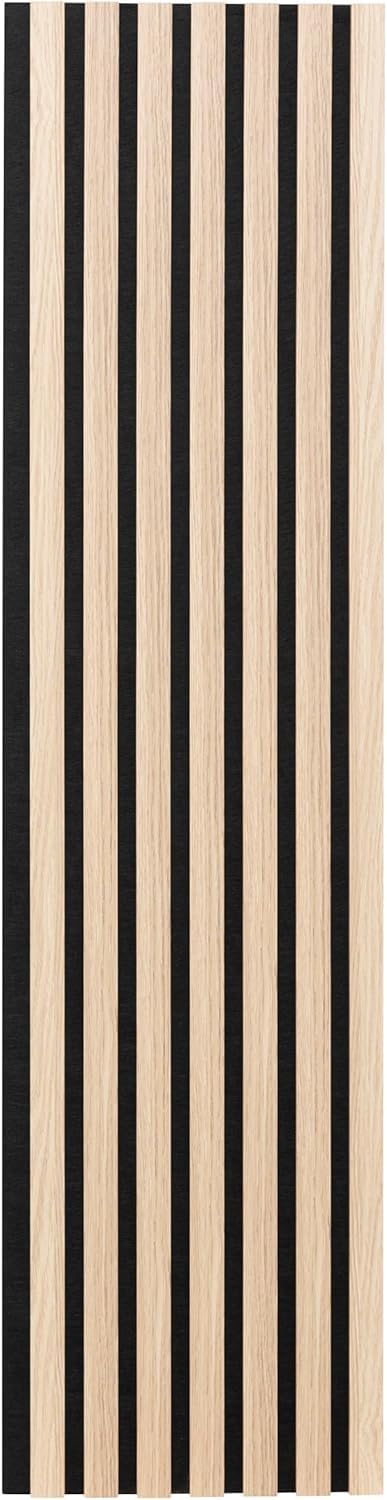 WEB2O Set di 4 pannelli decorativi Accoustic stecche in legno, 120 x 30 cm, (120 x 120 cm), effetto rovere chiaro