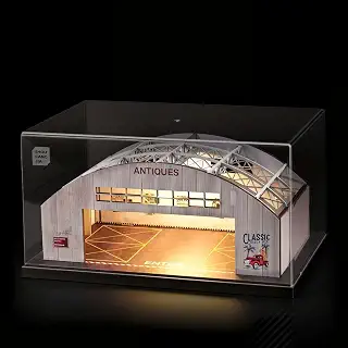 1/64 ガレージハウス ジオラマ ミニチュア 建物模型 合金ミニカー用 駐車場 シーンモデル 駐車スペース ディスプレイ 置物 コレクション デスク周り ミニカー用 照明付き LED デコレーション 飾り物 おしゃれ シーン装飾 ギフト モデル 模型 装飾品 彼氏 父の日 オブジェ インテリア 記念品，B 防塵カバー付き