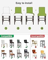 Vista 6 de Juego de 2 fundas elásticas para taburetes de bar con estampado de cachemira gris, lujosas y modernas fundas para sillas de bar, diseño moderno