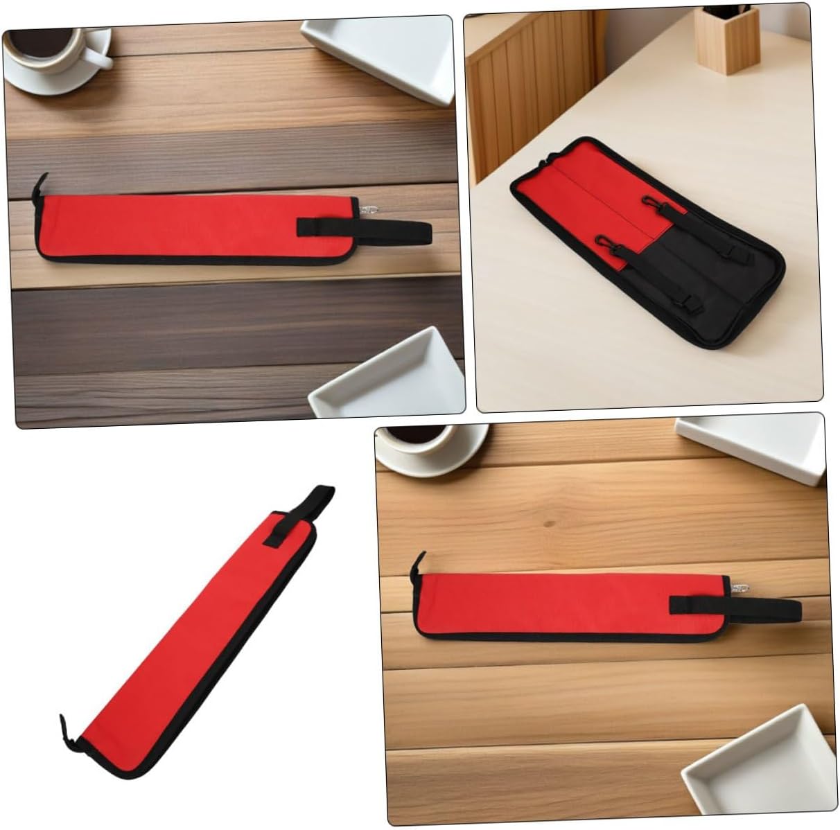 2pcs Drumstick Carrying Case Bag with Strap for Drum Set Mallet Holder Portable Red Stick Pouch Organizer for Drummers