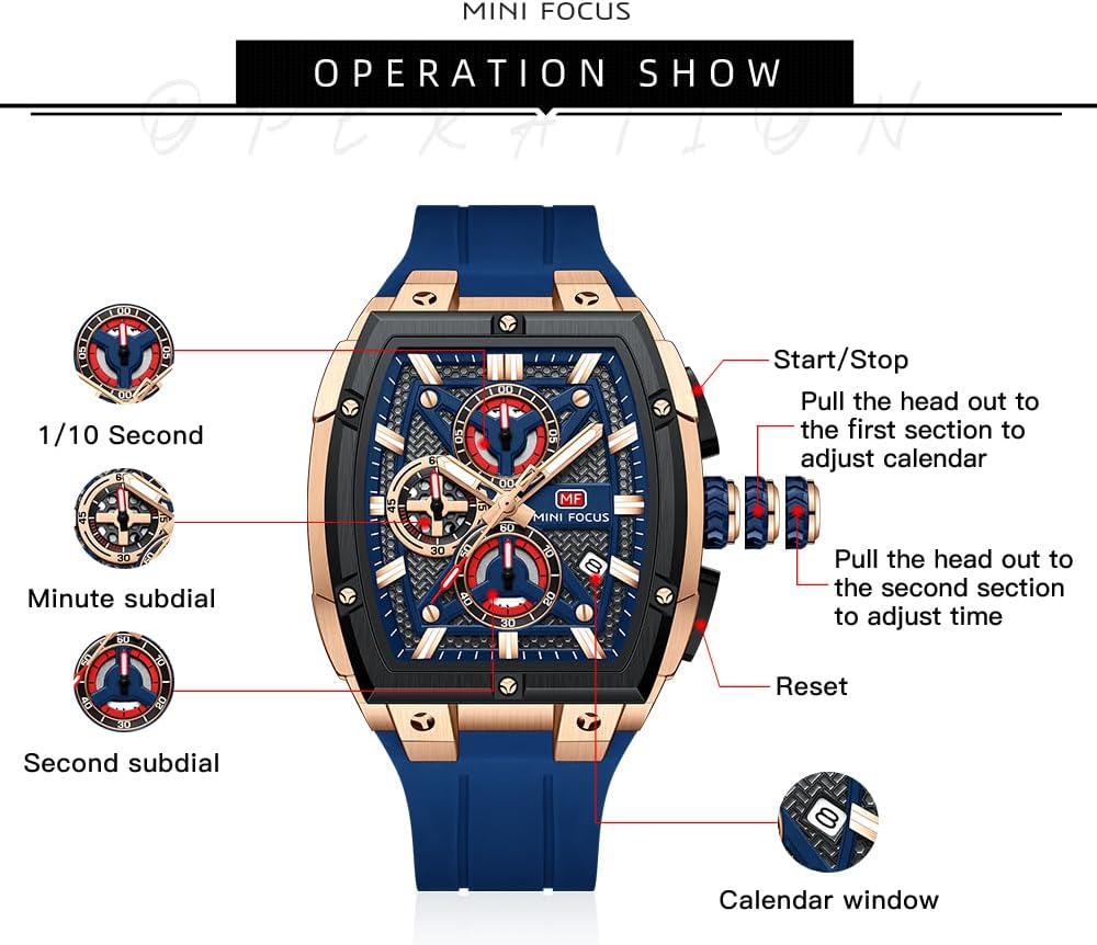 MF MINI FOCUS Men's Watch Analog Wrist Watchh for Men with Chronograph,Ideal for Sports Enthusiasts and Daily Wear - Image 5