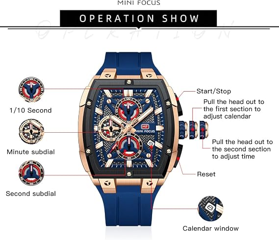MF MINI FOCUS Men's Watch Analog Wrist Watchh for Men with Chronograph,Ideal for Sports Enthusiasts and Daily Wear