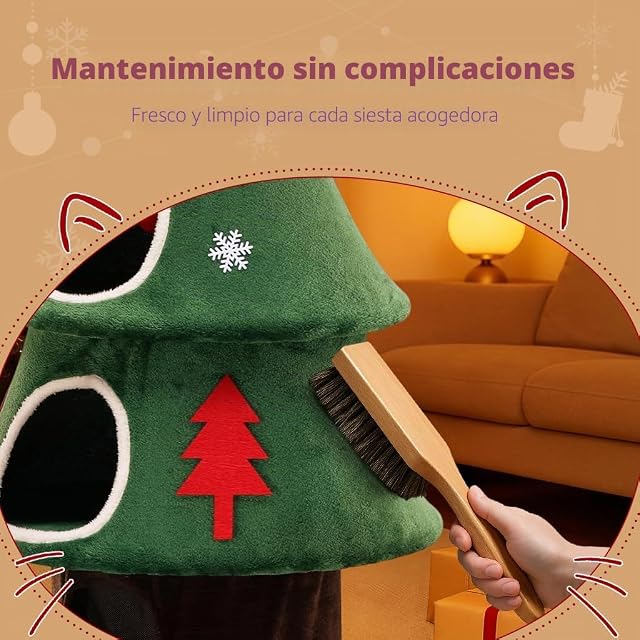 Foto 5 de 7 de COMHOAM Árbol rascador de 135 cm de alto, diseño de árbol de Navidad