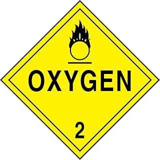 AccuformNMC Hazard Class 2 Gases,Oxygen 2" DOT Placard, 10.75" x 10.75" Adhesive Vinyl Yellow, Made in The USA, 1 Count, MPL204VS1