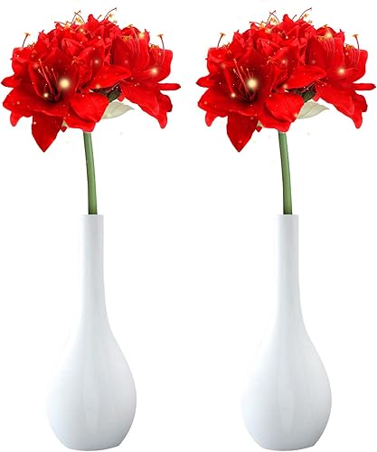 2 flores artificiales de amarilis de seda roja, flores de amarilis de 28.7 pulgadas de alto, tallos de seda, ramo de pétalos de seda, imitación para 2 flores artificiales de amarilis de seda roja, flores de amarilis de 28.7 pulgadas de alto, tallos de seda, ramo de pétalos de seda, imitación para