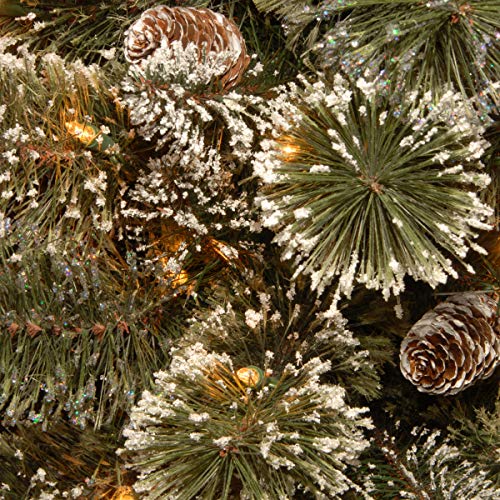 National Tree Company 2 ft Pre-Lit Glittery Bristle Mini Artificial Christmas Tree, 15 Warm White LED Lights, Pinecones, Timer, Burlap Base, Green by National Tree Company - Image 4