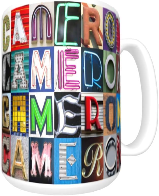 CAMERON Coffee Mug/Cup - using photos of sign letters - personalized