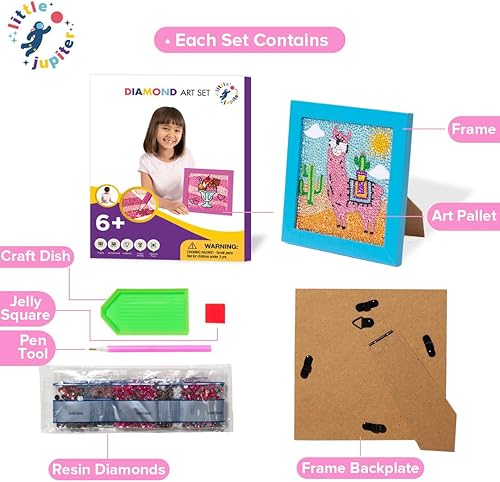 Vista 28 de Little Jupiter Kits de arte de diamantes para niños con marco de 7 1/8 x 7 1/8 pulgadas, arte de diamantes para niños, kits de arte de diamantes