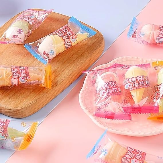 Marshmallows,Grape Orange Strawberry flavor,Freeze-dried marshmallows,Fruit & Chewy,Sweets,Ice cream marshmallows,Fudge,desserts,delicious snacks gifts,Confectionery (Ice cream cup,2bags)