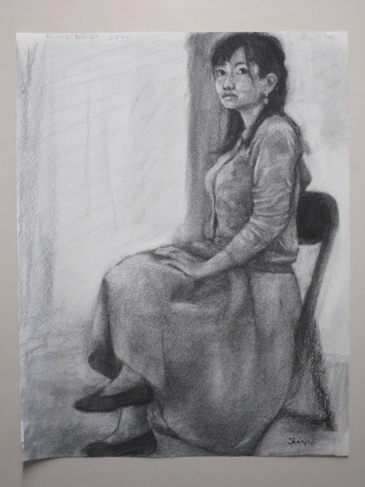 【専用】木炭画 裸婦 デッサン 木炭紙判 約500×650mm 立ちポーズ 専用】木炭画 裸婦 デッサン 木炭紙判 約500×650mm 立ちポーズ