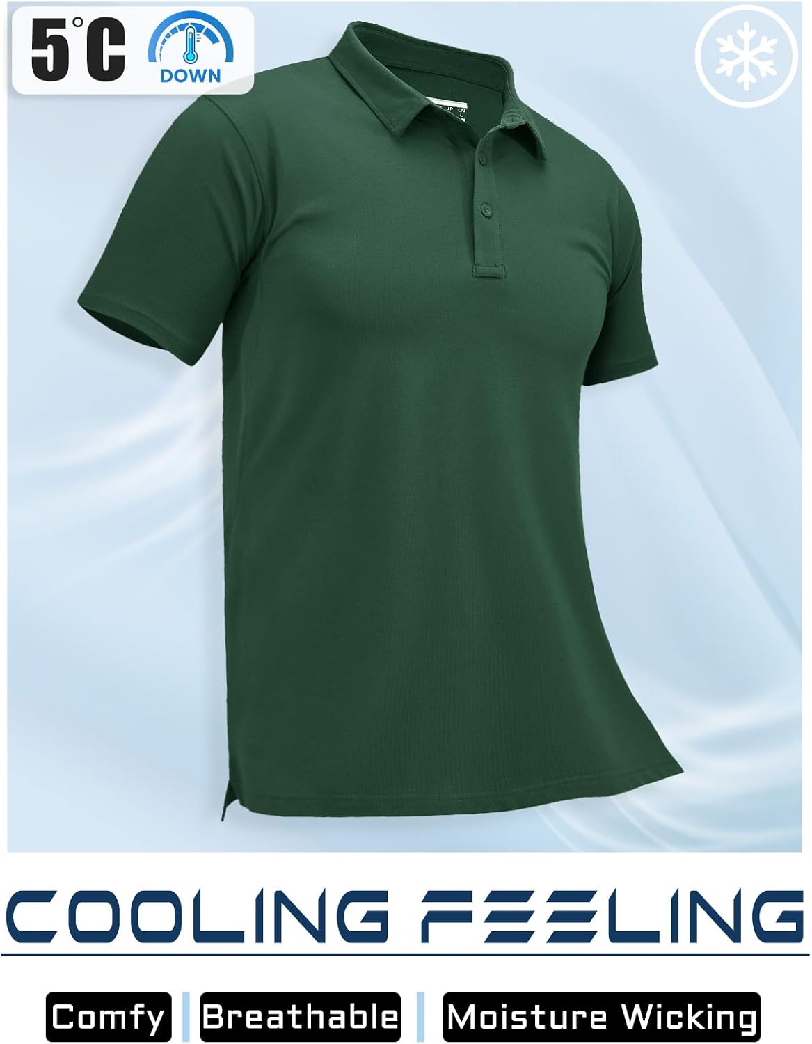 MAGCOMSEN Men's Polo Shirts Short Sleeve Cotton Pique Golf Shirt Casual Collared Shirt Lightweight Work Shirts with 3 Buttons - Image 4