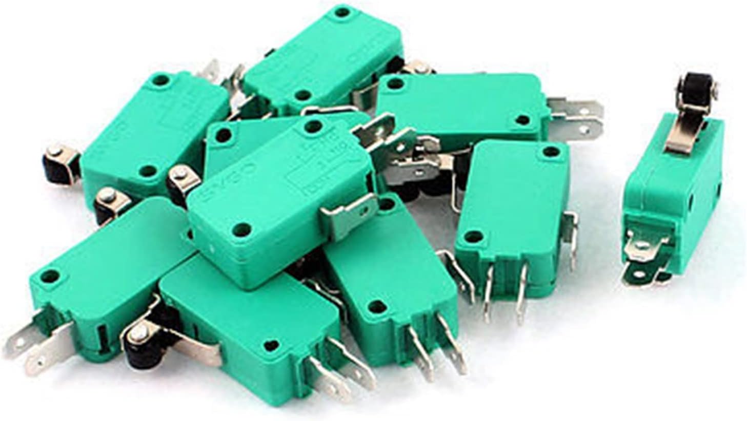 Kigauru Micro Switches 10Pcs Short Hinge Roller Arm SPDT