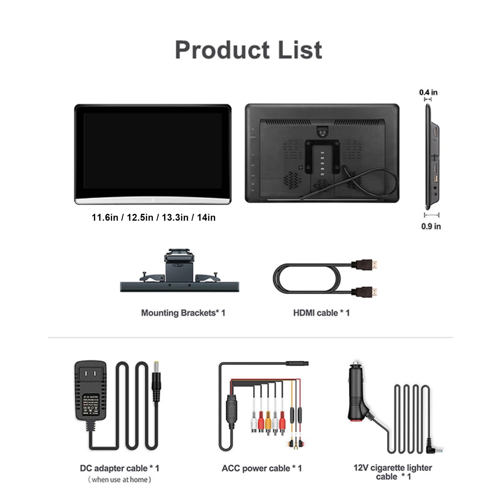 Moniteur D'appuie-tête Voiture, 3+32G/Android 14.0, Mise En Miroir Sans Fil, Écran Tactile IPS 8K Amélioré, Moniteur D'appuie-tête TV Pour Siège Arrière Avec Wi-Fi/Bluetooth/HDMI/USB/TF(14'')
