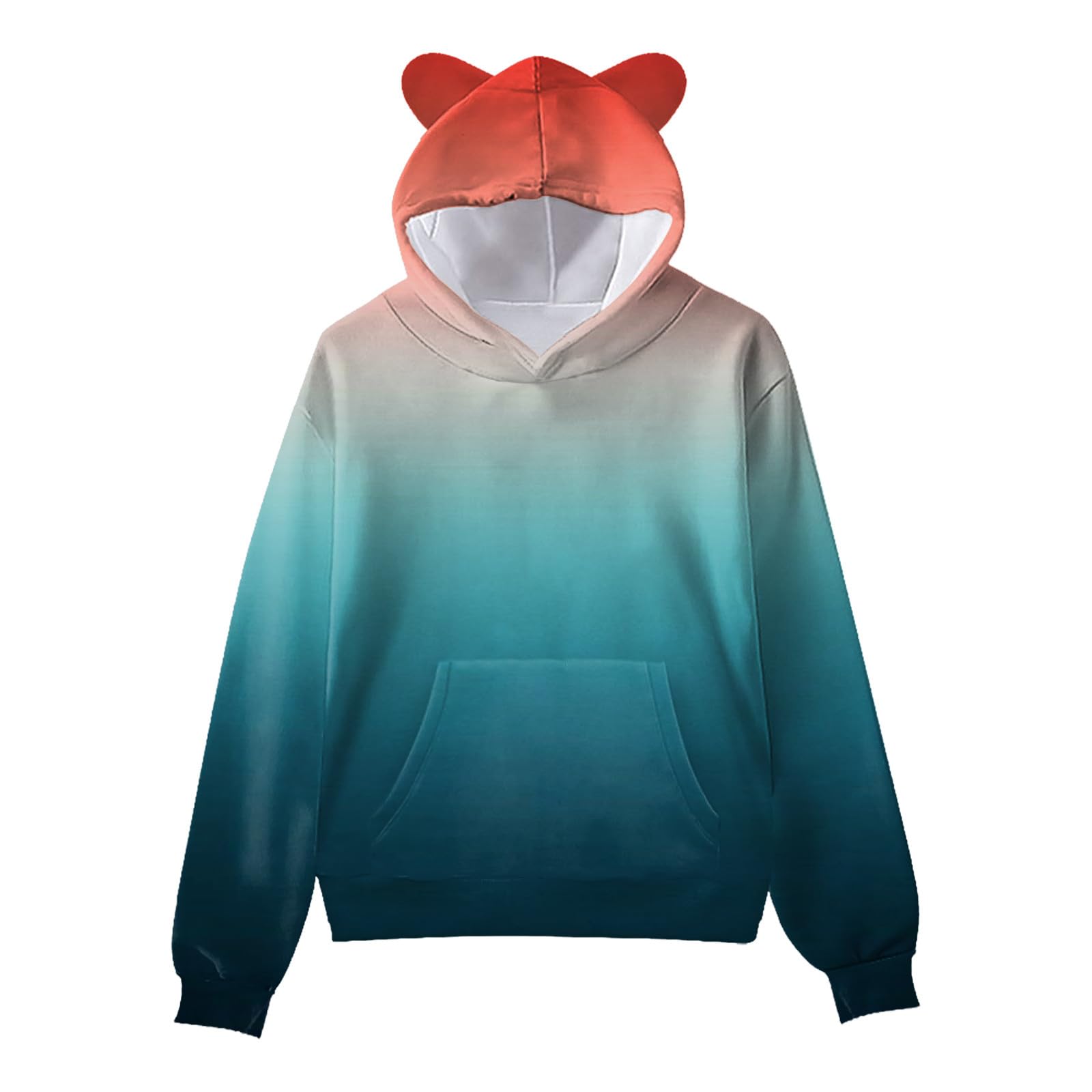 Sudadera con capucha casual con orejas de gato esencial para mujer, sudaderas holgadas y lindas para mujer, sudaderas con capucha de manga larga para mujer, sudadera deportiva con capucha, blanco, L