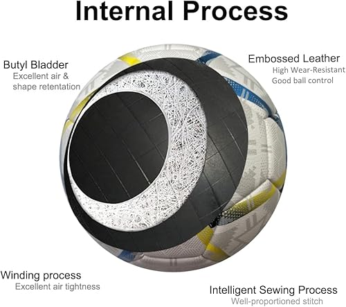 Miniatura 3 de XEDGE Balón de fútbol de tamaño oficial, pelota de entrenamiento de tamaño 5 para niñas, niños, jóvenes, adolescentes, adultos, cosida a máquina