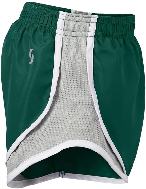 Juniors Shorty Shorts Polyester with mesh Contrast Inserts Size Large Green