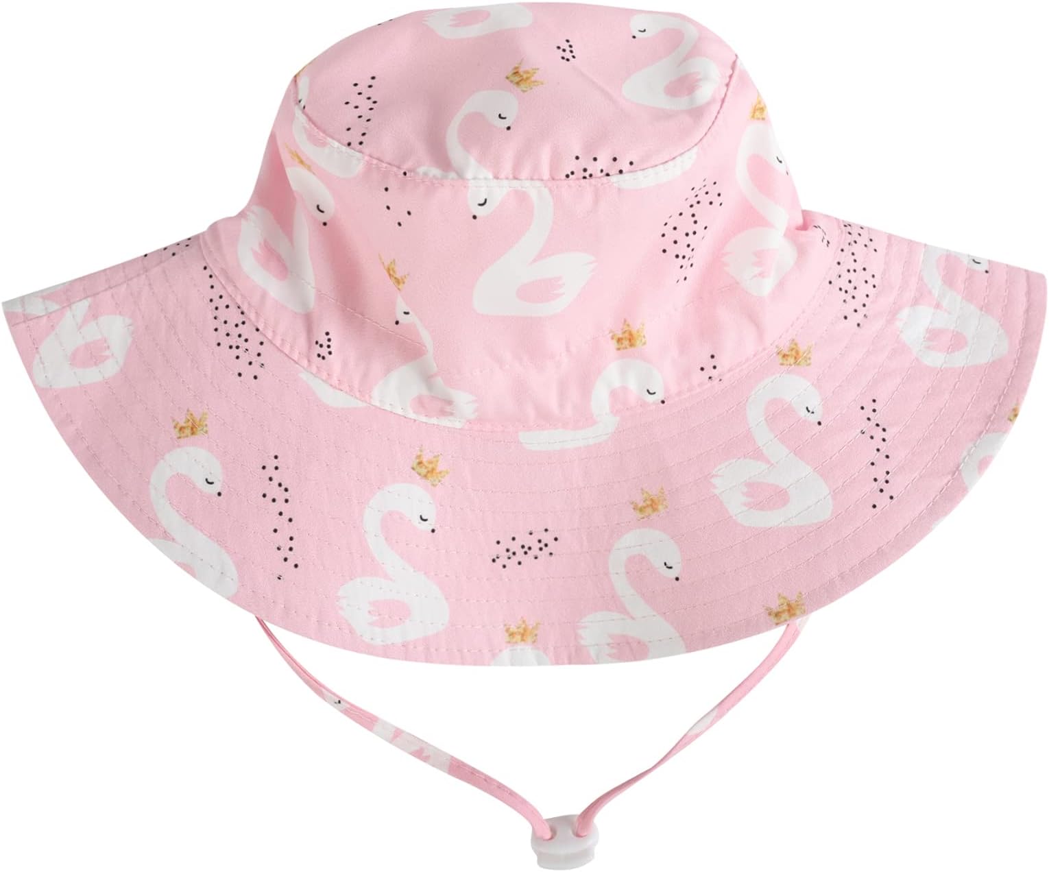 Charlene & Max Kid Boys Girls Toddler Infant Sun Bucket Hats Beach Cap Sun Protection (Pink Swan,6-12 Months)
