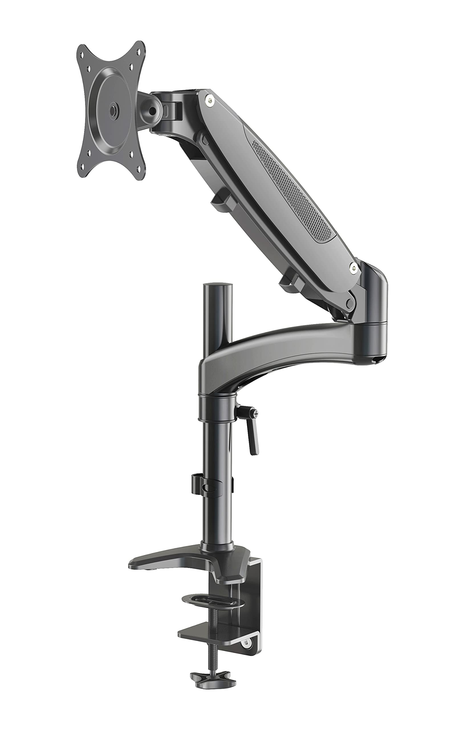 K&M 23873 Bildschirm-Halter Schwarz, Stahl - Flexible Schreibtisch-Halterung für Monitore bis 32 Zoll, Tischplatten bis 8,5 cm