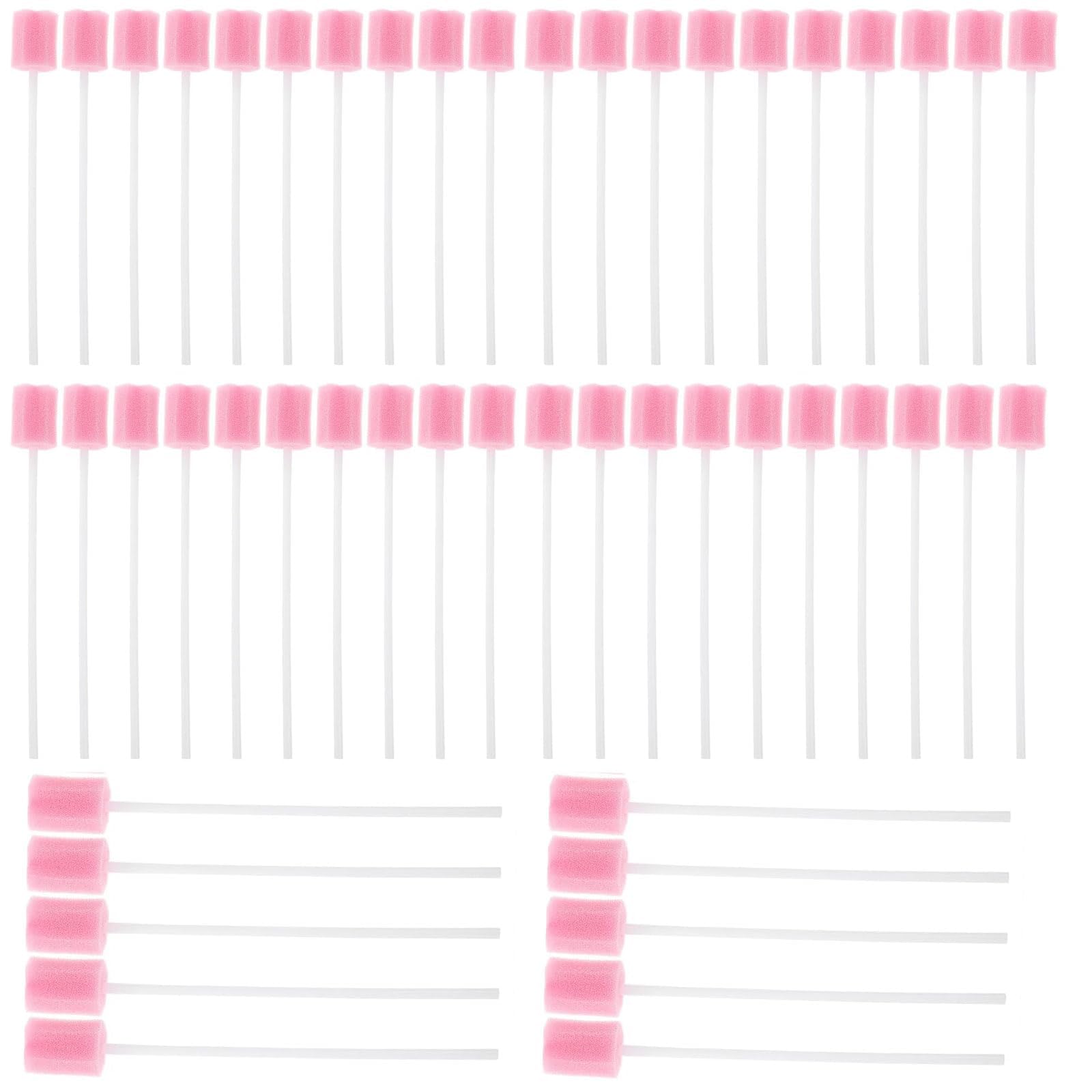 JEOPKO50pcs Mouth Sponges On Stick for Hydration, Mouth Swabs Mouth Swabs for End of Life Care Oral Care Sponge Swab Oral Cleaning Sponge Brush Foam Swab Sticks for Oral Care Swab (Pink)
