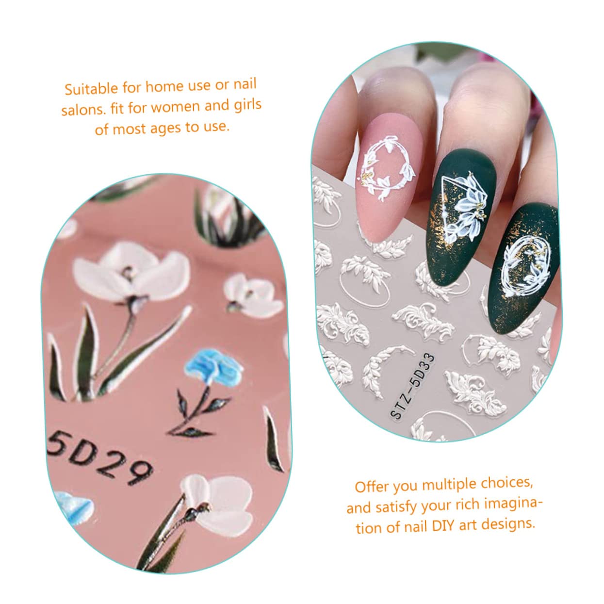 minkissy 30 Fogli Adesivi Floreali Per Unghie Di Arte Del Chiodo Nail Design Kit Diffusore Calcomanias Para Uñas Autoadesivo Di Arte Del Chiodo Decalcomania Del Chiodo Adesivi Fiore
