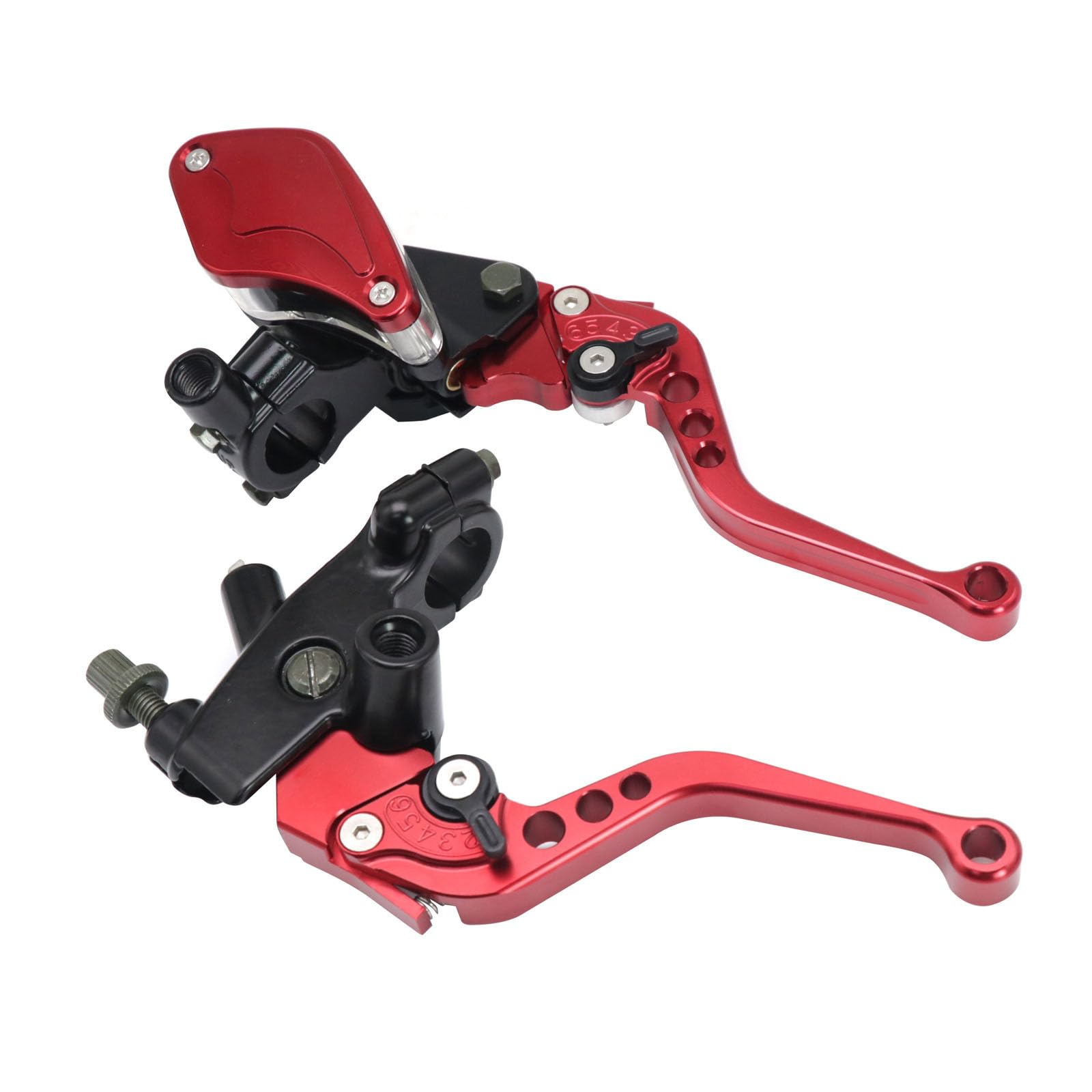 Leva della frizione freno motociclistica universale 7/8 "22 mm CNC Master idraulico Doppia pompa con supporto specchietto di avvertimento (Rosso)