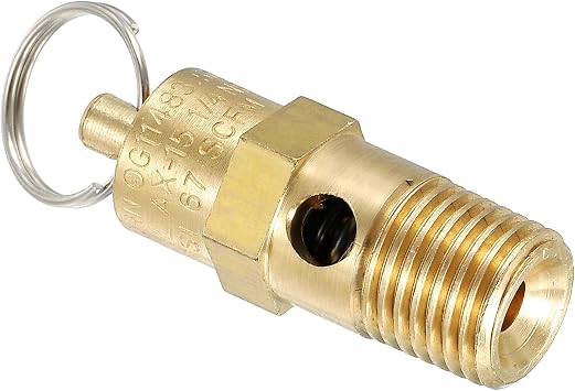 PATIKIL 1/4 Male NPT Safety Valve, 1 Pack Pressure Release Valve Air Release Valve for Air Compressor, 175 PSI Set Pressure