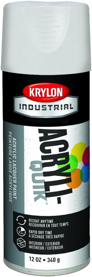 Krylon Industrial K01501A07 ACRYLI-QUIK Acrylic Lacquer, White, Gloss, 12 ounces