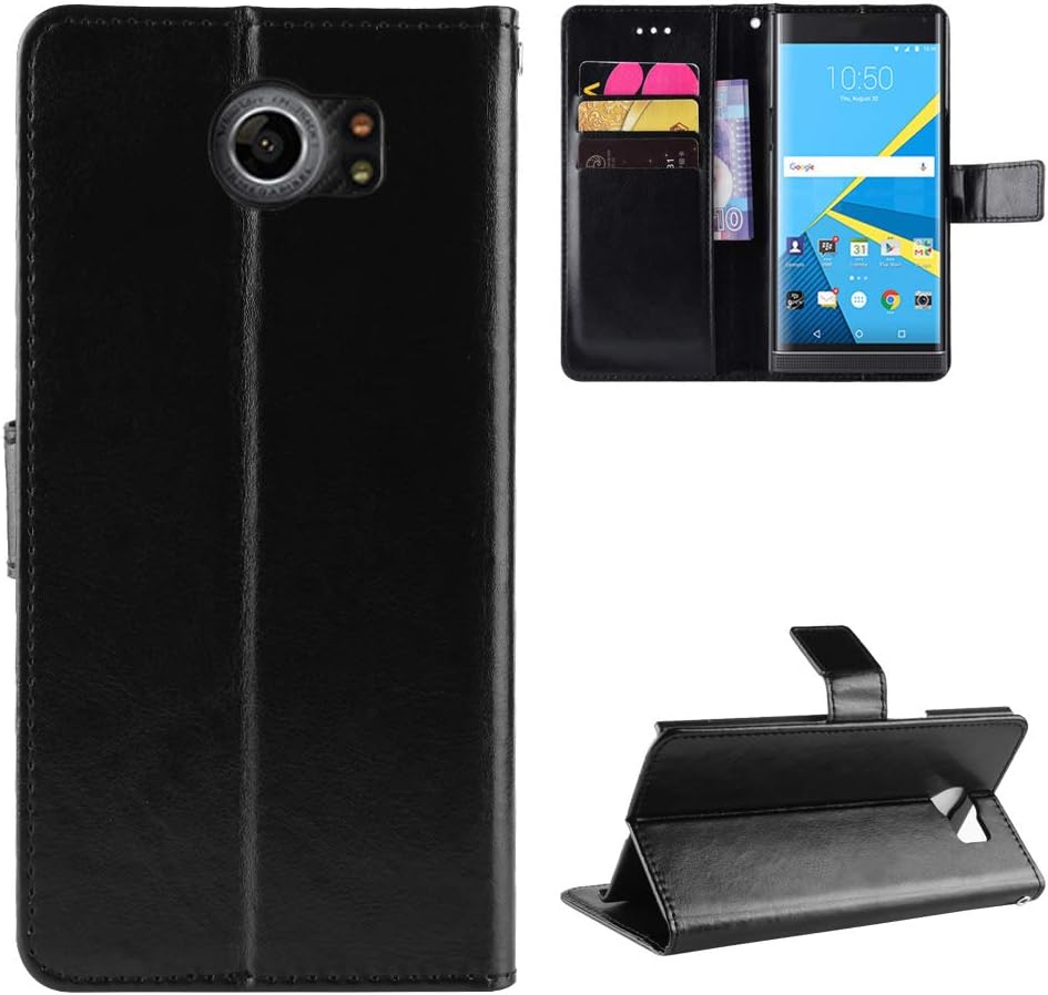 Compatible with BlackBerry Priv STV100-4 STV100-3 STV100-1 V100 STV100-2 Phone Cover,PU Leather Kickstand Card Holders Flip Magnetic Closure Protection Wallet Phone Case Black