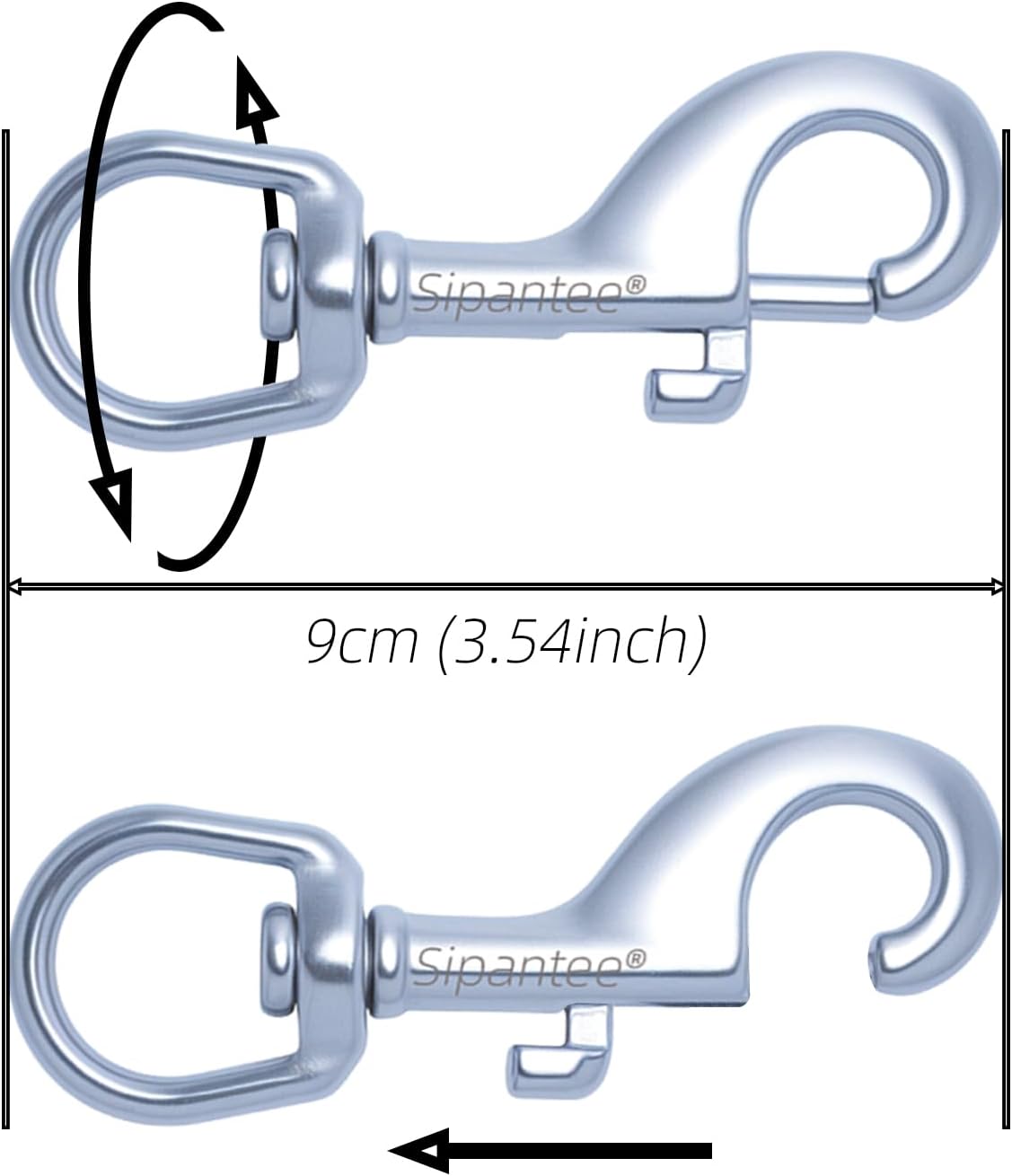 8PCS 316 Stainless Steel Single Ended Swivel 3.5 inch Swivel Eye Snap Hook Scuba Bolt Snap Single Ended Bolt Snap for Pet Leash, Scuba Diving, Heavy Duty Clips, Dog Leash, Diving Single End Snap