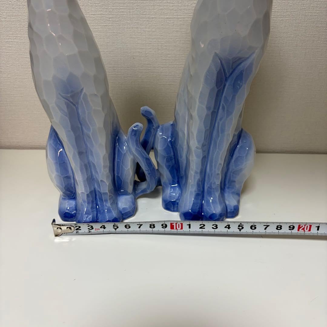 Amazon.co.jp: レトロ ねこ 置物 猫ちゃん 陶器 ペア セット まとめ