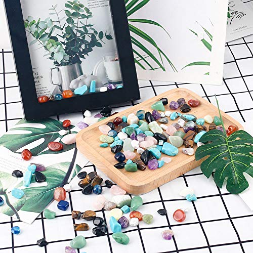 JOHOUSE Quartz Crystals, Crushed Chips Tumbled Polished Stones Assorted Irregular Shaped Succulent Rocks for Plants Indoor Betta Fish Tank Gravel Vase Filler Crafts About 1lb(450g),10 Different Kinds