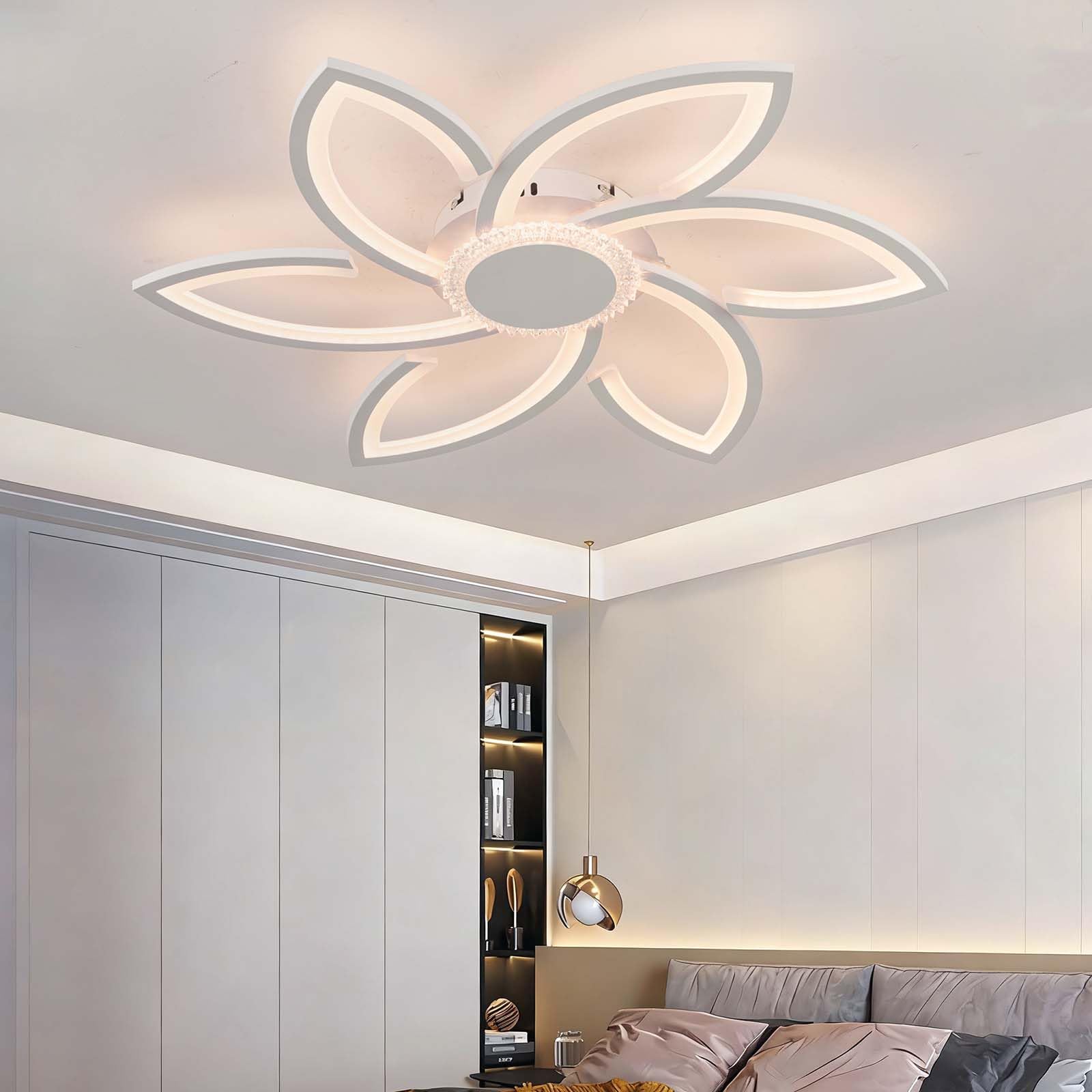 Lámpara Techo LED Inteligente con Mando a Distancia y Función de Memoria Controlable Mediante APP Ceiling Light 3 Temperaturas de Color Opcionales Ceiling Lamp Dc Motor, Blanco