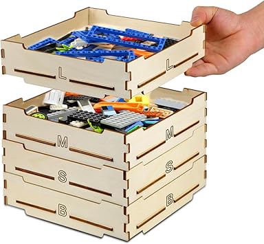 4 Tray Sorter Sifter Box Used for Lego, Storage Sorter Brick Box for Lego Blocks, Gift for LegoLover, Gift for Teens and Adults, 3 Different Size Sorters Perfect for LegoBlocks