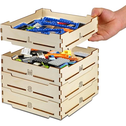 4 Tray Sorter Sifter Box Used for Lego, Storage Sorter Brick for Lego Blocks, Gift for Lego Lover, Gift for Teens and Adults, 3 Different Size Sorter