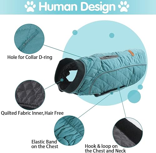 Miniatura 4 de EMUST Abrigos de invierno para perros, ropa para perros para clima frío, estilo británico, chaqueta cálida a prueba de viento, abrigos para perros