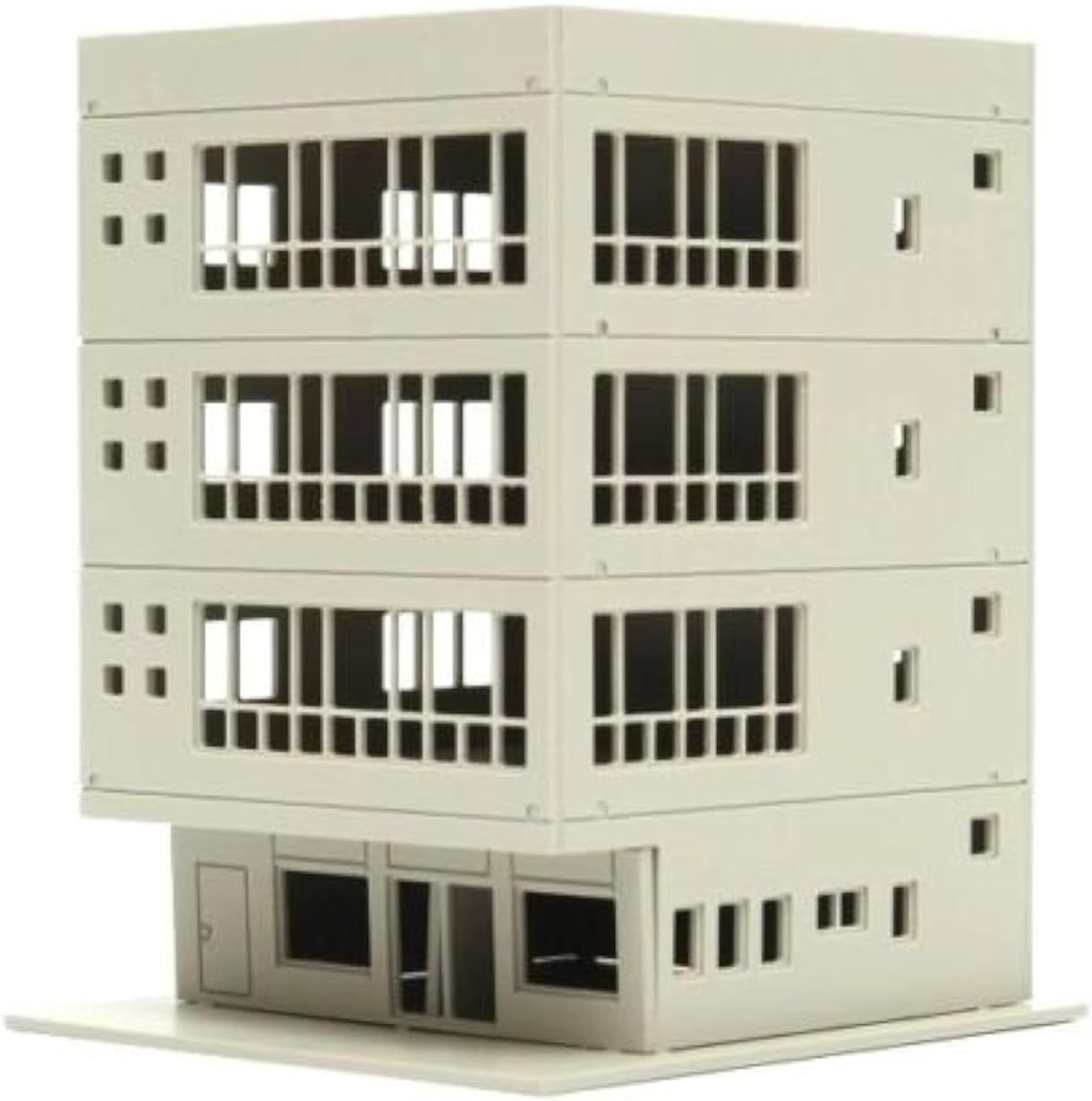 EatingBiting DIY 1:160 Outland Models Railway Modern 4-Story Office Building Scale Landscape for Sand Table Garden Micro Landscape Ornaments Decor Assembling Model Realism Supply DIY Spray Painting