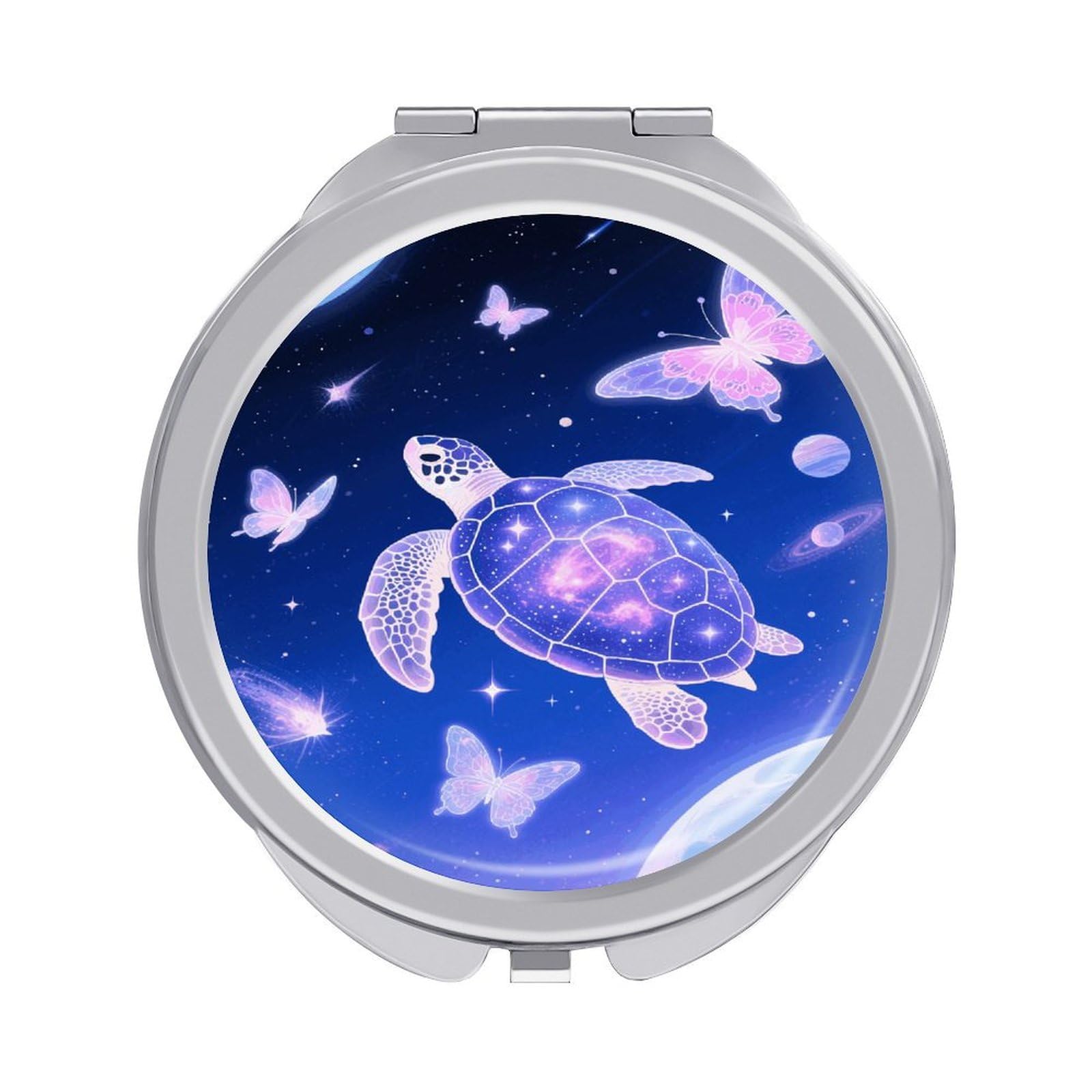 VstaDank Turtle Travel Makeup Mirror 2 X /1 X Magnifying Mini Vintage Pocket Mirror for Purse Small Portable Folding Small Round Mirrors Portable Vanity Mirrors for Women