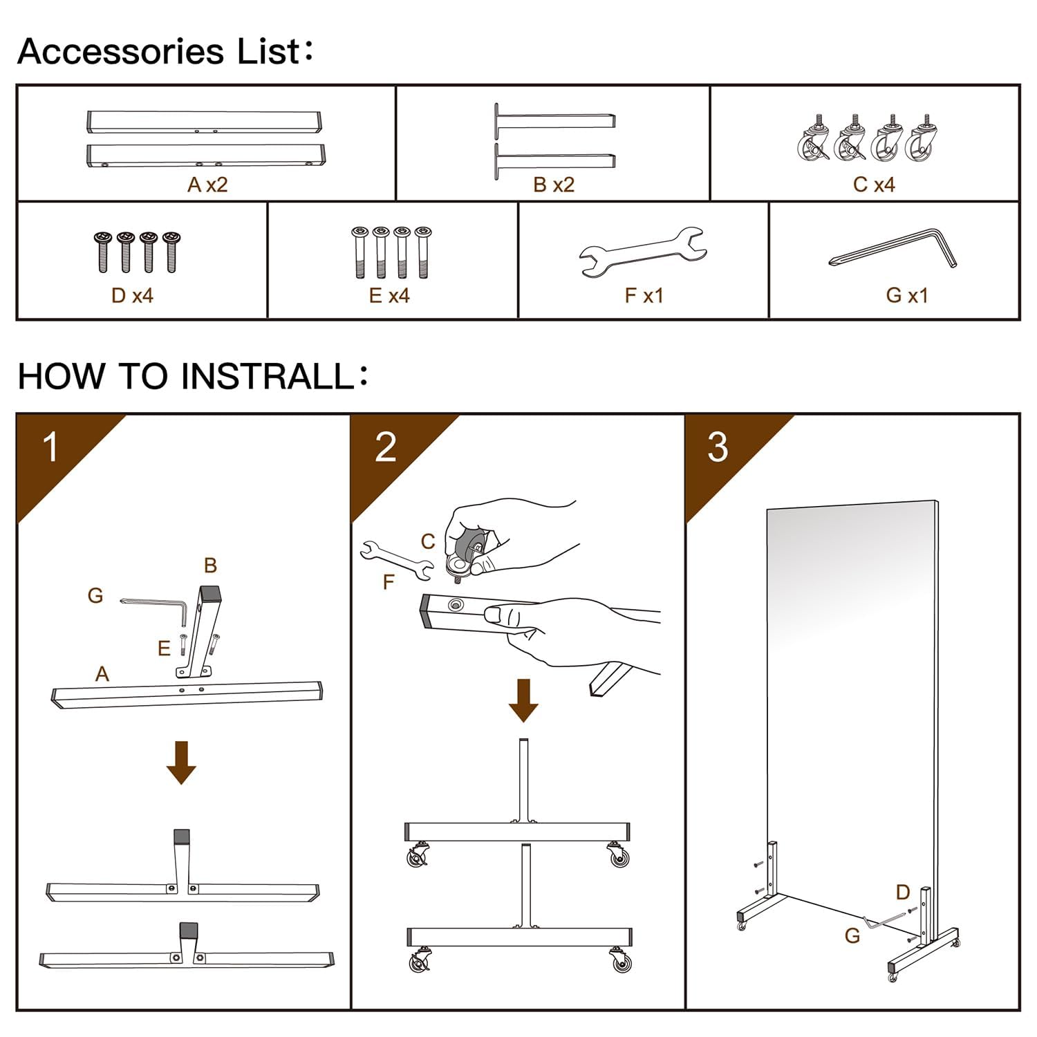 brisafe Ganzkörperspiegel 180x100cm, Spiegel Fitnessraum groß mit Rollen, 360° Drehbar Standspiegel Unzerbrechlich Spiegel Schwenkbar Tanzspiegel für Yoga Schlafzimmer Wohnzimmer Geschäft, Schwarz