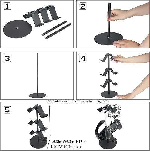Miniatura 5 de KELJUN Soporte para controlador de 3 niveles soporte para auriculares controlador de juego multiajustable para todos los accesorios universales de