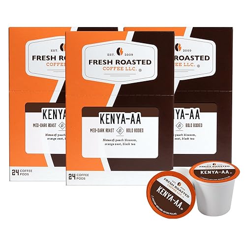 Fresh Roasted Coffee, Kenya AA, Med-Dark Roast, kosher, compatible con K-Cup 72 cápsulas disponible en Yaxa Colombia