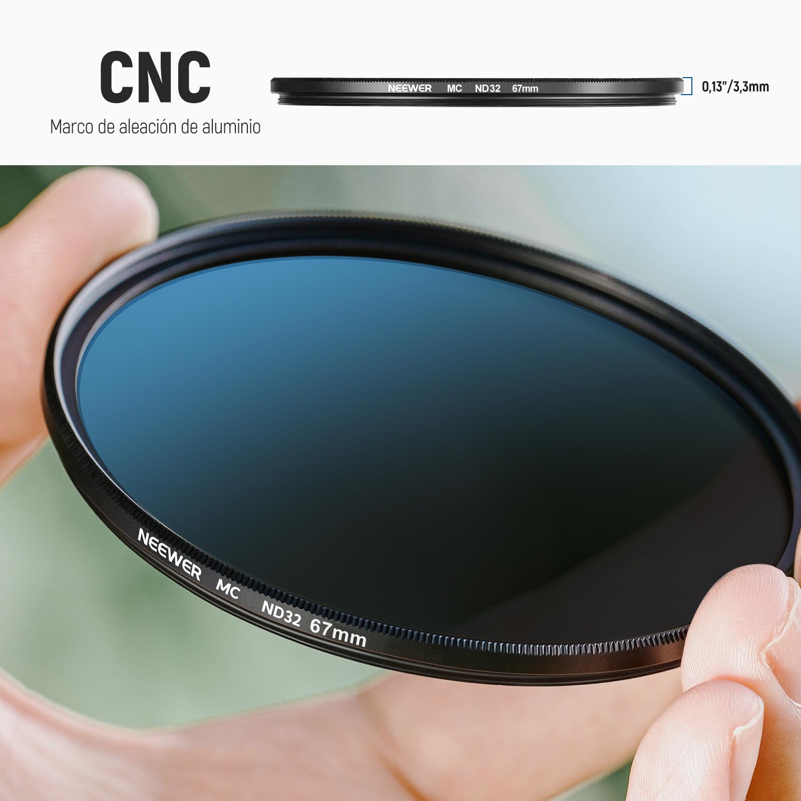 NEEWER 67mm ND Filter Set, ND8/32/64 (3/5/6 Stops) Multicapa Densidad Neutra Objetivos Filtro Cámara Camera Lens Filter Accesorios Fotografía con Estuche & Paño Limpieza, 3 Packs