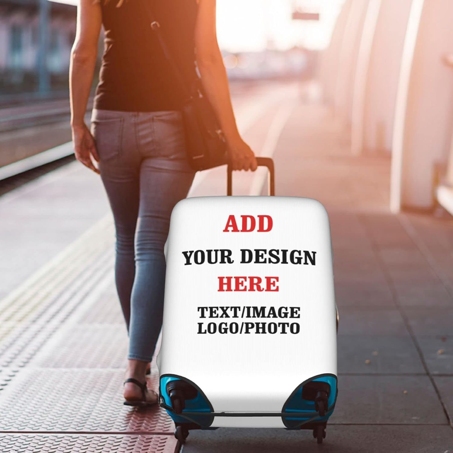 Custom Suitcase-cover Personalized Luggage-Protector Baggage-Sleeve - Customized Elastic Washable Resilient Travel Luggage Covers (XL(for 29"-32" luggage))