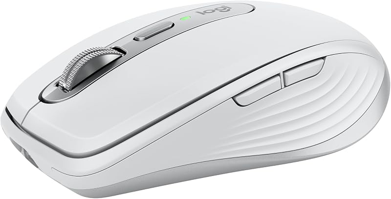 MX Anywhere 3S Mac Compact Wireless Mouse 8K DPI - Gris pálido | Compacto, Bluetooth, seguimiento en cualquier superficie, clics silenciosos, USB-C, para MacBook Pro, MacBook Air, iMac, iPad