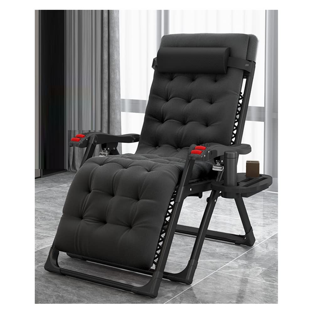 Fauteuil inclinable pliant réglable - Fauteuil inclinable surdimensionné avec porte-gobelet - Fauteuil en acier réglable et pliable pour patio et jardin - Parfait pour se détendre en plein a