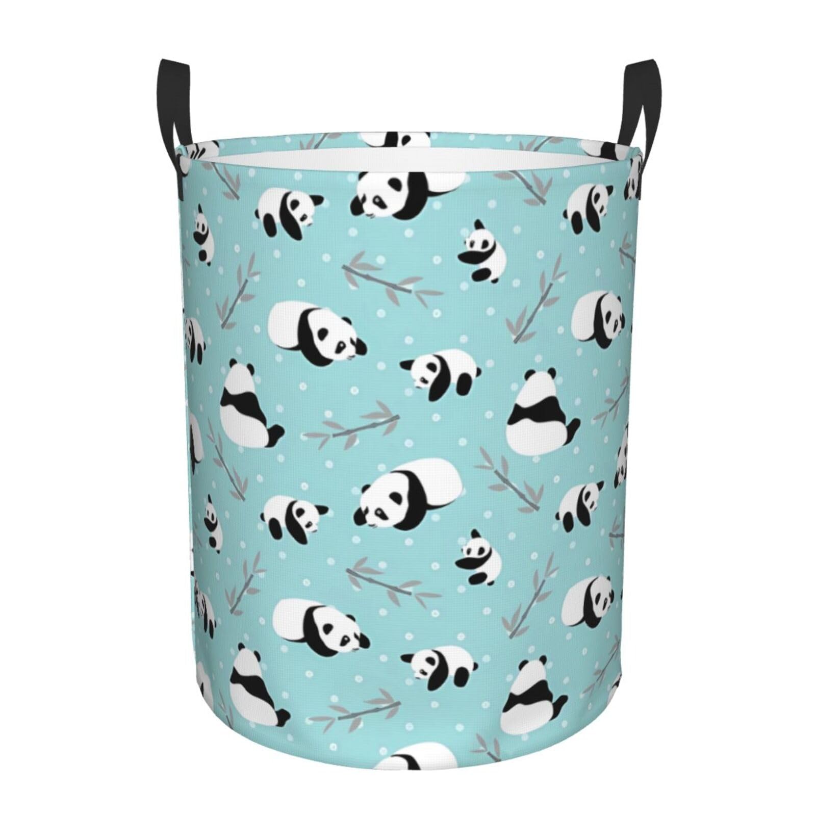 S Circular Hamper Cartoon Panda Bear Print for Dirty Clothes