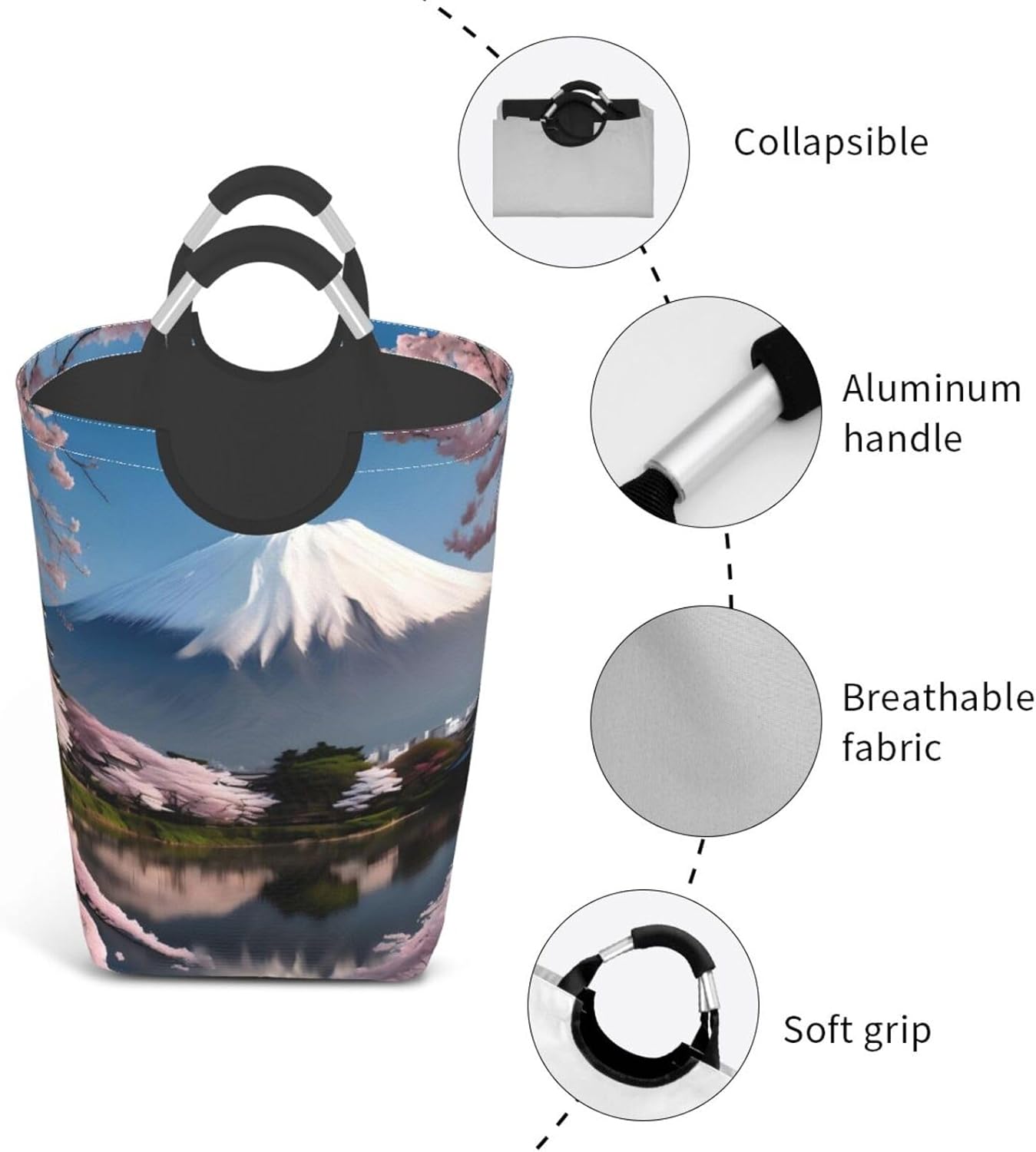 Mt. Fuji in early spring Foldable storage bag, 50L capacity, suitable for laundry room, dormitory bedroom, dirty clothes storage basket.