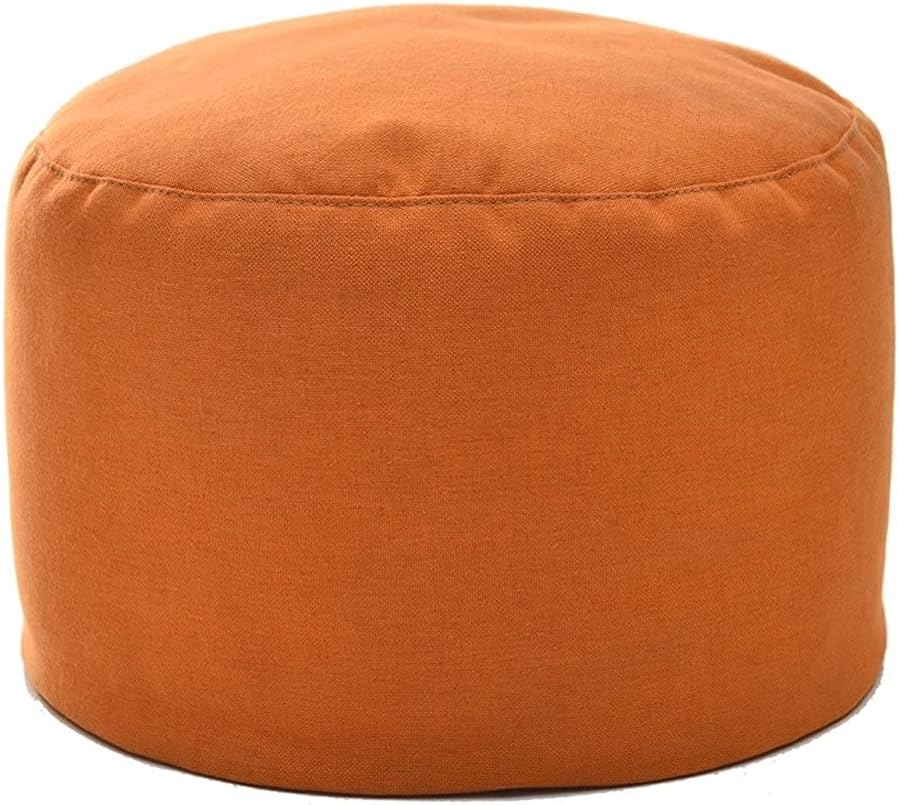 Minimalist Fashion Creative Cotton and Linen Fabric Footstool Sofa Stool Environmentally Friendly Granules Filled Detachable Cloth Cover for Bedroom Casual/Orange