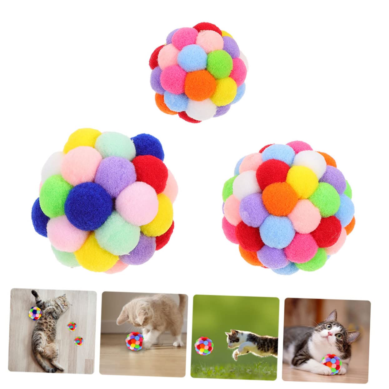 Hohopeti 3pcs Elastic Cat Balls Interactive Pet Teasing for Cats for Reducing Boredom and Separation Pet Supplies