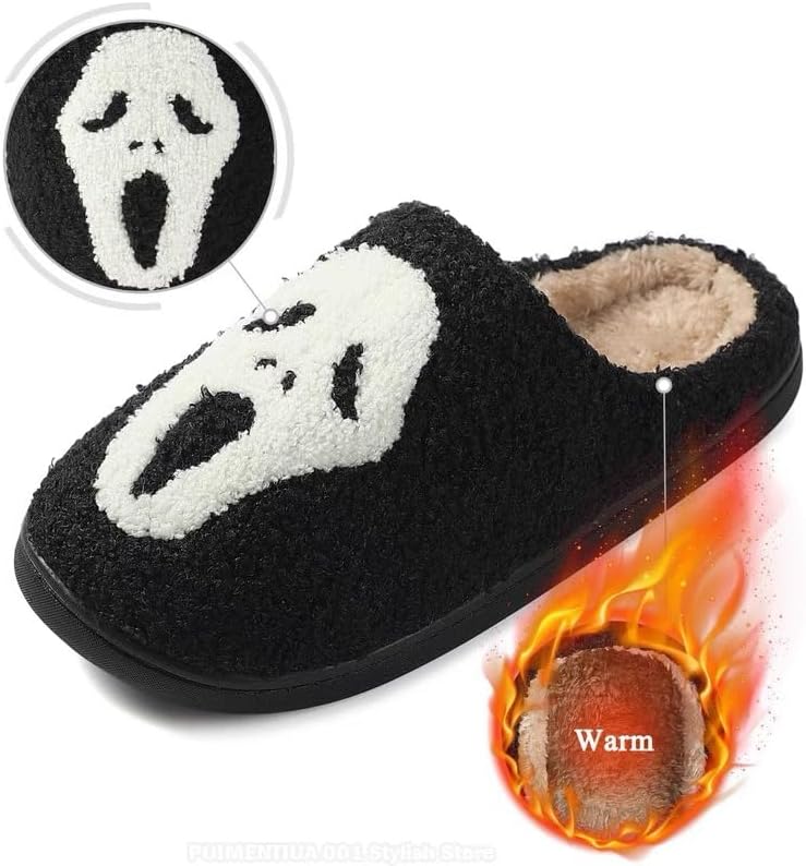 Unisex Halloween Slippers Spooky Ghost Slippers Cute Cozy Warm Plush Slip-On House Indoor and Outdoor Shoes - Image 4